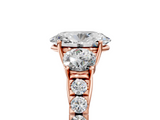 Rose gold Oval Cut Three-Stone Diamond Pave Band with Prong Setting_90