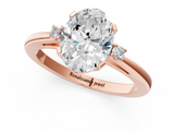 Rose gold Oval Cut Three-Stone Solitaire Ring with Round Accent Diamonds and Four-Prong Setting_34