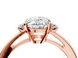Rose gold Oval Cut Three-Stone Solitaire Ring with Round Accent Diamonds and Four-Prong Setting_37