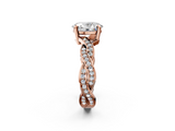 Rose gold Oval Cut Twisted Pavé Band Solitaire Ring with Four-Prong Setting_91