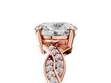 Rose gold Oval Cut Twisted Pavé Band Solitaire Ring with Four-Prong Setting_94