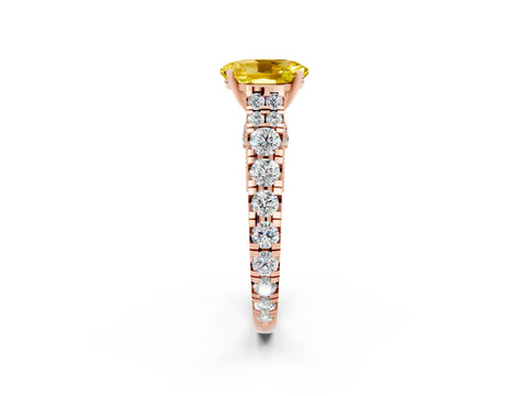 Rose gold Oval Cut Yellow Sapphire Classic Solitaire Ring with Pavé Band and Four-Prong Setting_14