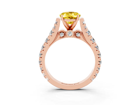 Rose gold Oval Cut Yellow Sapphire Classic Solitaire Ring with Pavé Band and Four-Prong Setting_15