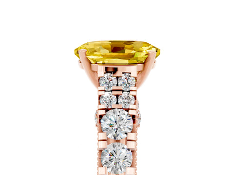 Rose gold Oval Cut Yellow Sapphire Classic Solitaire Ring with Pavé Band and Four-Prong Setting_17