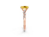 Rose gold Oval Cut Yellow Sapphire Cluster Side Stone Solitaire Ring with Prong Setting_50
