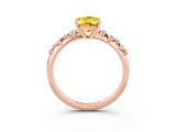 Rose gold Oval Cut Yellow Sapphire Cluster Side Stone Solitaire Ring with Prong Setting_51
