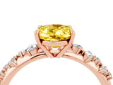 Rose gold Oval Cut Yellow Sapphire Cluster Side Stone Solitaire Ring with Prong Setting_52