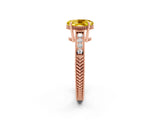 Rose gold Oval Cut Yellow Sapphire Engagement Ring with Milgrain Channel Set Band and Prong Setting_26