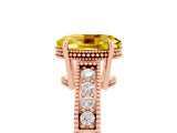 Rose gold Oval Cut Yellow Sapphire Engagement Ring with Milgrain Channel Set Band and Prong Setting_29