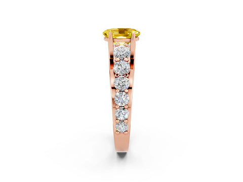 Rose gold Oval Cut Yellow Sapphire Engagement Ring with Pavé Band and Four-Prong Setting_2