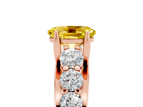 Rose gold Oval Cut Yellow Sapphire Engagement Ring with Pavé Band and Four-Prong Setting_5