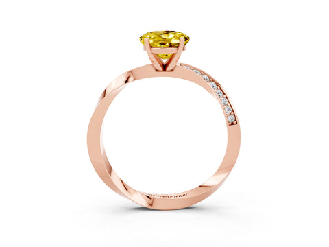 Rose gold Oval Cut Yellow Sapphire Engagement Ring with Side Stone Accents and Four-Prong Setting_54
