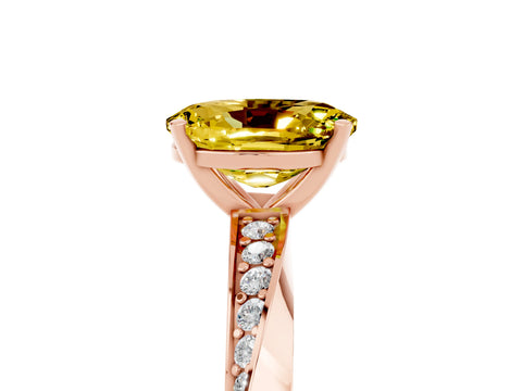 Rose gold Oval Cut Yellow Sapphire Engagement Ring with Side Stone Accents and Four-Prong Setting_56