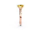 Rose gold Oval Cut Yellow Sapphire Engagement Ring with Side Stone Accents and Four-Prong Setting_62