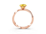 Rose gold Oval Cut Yellow Sapphire Engagement Ring with Side Stone Accents and Four-Prong Setting_63