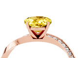 Rose gold Oval Cut Yellow Sapphire Engagement Ring with Side Stone Accents and Four-Prong Setting_64