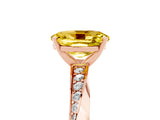Rose gold Oval Cut Yellow Sapphire Engagement Ring with Side Stone Accents and Four-Prong Setting_65