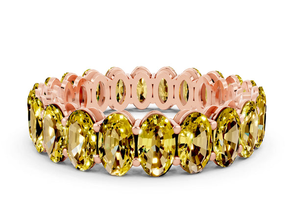 Rose gold Oval Cut Yellow Sapphire Eternity Band with Shared Prong Setting