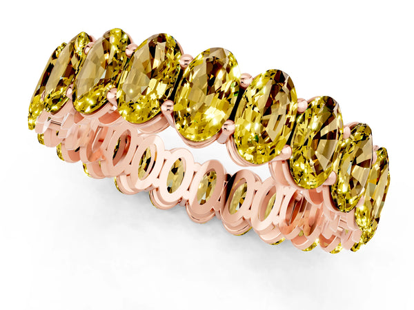 Rose gold Oval Cut Yellow Sapphire Eternity Band with Shared Prong Setting