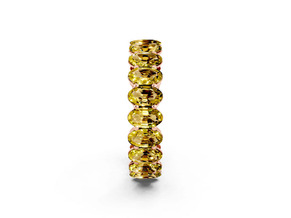 Rose gold Oval Cut Yellow Sapphire Eternity Band with Shared Prong Setting
