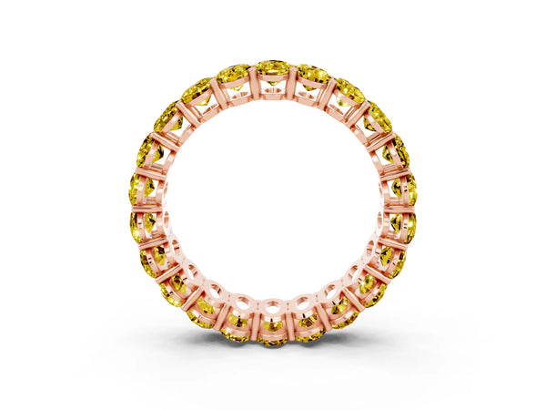 Rose gold Oval Cut Yellow Sapphire Eternity Band with Shared Prong Setting