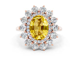 Rose gold Oval Cut Yellow Sapphire Floral Double Halo Engagement Ring with Prong Setting_48