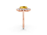 Rose gold Oval Cut Yellow Sapphire Floral Double Halo Engagement Ring with Prong Setting_50