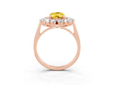 Rose gold Oval Cut Yellow Sapphire Floral Double Halo Engagement Ring with Prong Setting_51