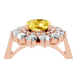 Rose gold Oval Cut Yellow Sapphire Floral Double Halo Engagement Ring with Prong Setting_52