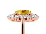Rose gold Oval Cut Yellow Sapphire Floral Double Halo Engagement Ring with Prong Setting_53
