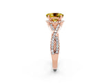 Rose gold Oval Cut Yellow Sapphire Halo Twist Band Solitaire Prong Setting Ring_26