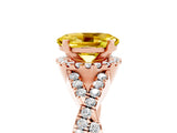Rose gold Oval Cut Yellow Sapphire  Halo Twist Band Solitaire Prong Setting Ring_47
