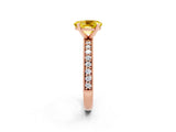 Rose gold Oval Cut Yellow Sapphire Milgrain Pavé Engagement Ring with Four-Prong Setting_38