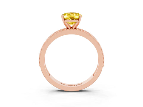 Rose gold Oval Cut Yellow Sapphire Milgrain Pavé Engagement Ring with Four-Prong Setting_39