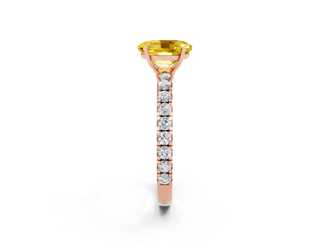 Rose gold Oval Cut Yellow Sapphire Pavé Solitaire Engagement Ring with Four-Prong Setting_14