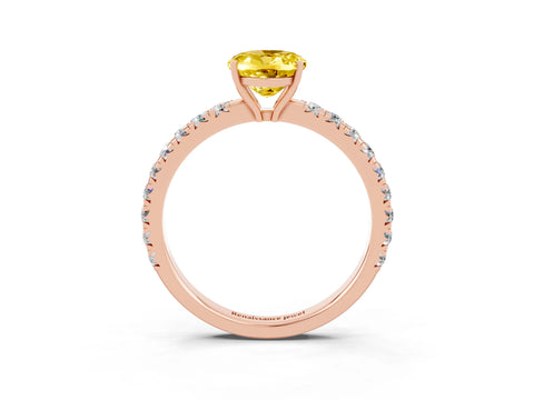 Rose gold Oval Cut Yellow Sapphire Pavé Solitaire Engagement Ring with Four-Prong Setting_15