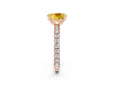 Rose gold Oval Cut Yellow Sapphire Pavé Solitaire Ring with Round Band and Prong Setting_14