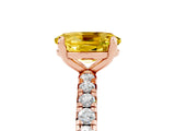 Rose gold Oval Cut Yellow Sapphire Pavé Solitaire Ring with Round Band and Prong Setting_17