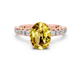 Rose gold Oval Cut Yellow Sapphire Pavé Solitaire Ring with Round Band and Prong Setting_24