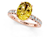 Rose gold Oval Cut Yellow Sapphire Pavé Solitaire Ring with Round Band and Prong Setting_25