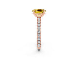 Rose gold Oval Cut Yellow Sapphire Pavé Solitaire Ring with Round Band and Prong Setting_26