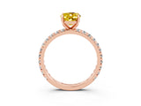 Rose gold Oval Cut Yellow Sapphire Pavé Solitaire Ring with Round Band and Prong Setting_27