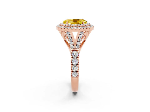 Rose gold Oval Cut Yellow Sapphire Pavé Split Shank Double Halo Engagement Ring_2