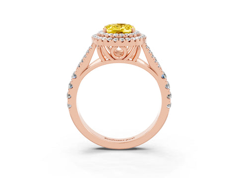 Rose gold Oval Cut Yellow Sapphire Pavé Split Shank Double Halo Engagement Ring_3