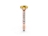 Rose gold Oval Cut Yellow Sapphire Pave Band Solitaire Ring with Four-Prong Setting_62