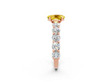 Rose gold Oval Cut Yellow Sapphire Prong Setting with Side Stones on a Pave Band_26