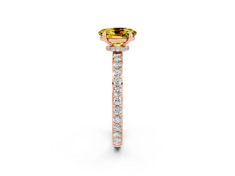 Rose gold Oval Cut Yellow Sapphire Ring with Pavé Band and Four-Prong Setting_26