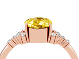 Rose gold Oval Cut Yellow Sapphire Ring with Side Stones and Four-Prong Setting_100