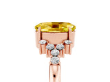 Rose gold Oval Cut Yellow Sapphire Ring with Side Stones and Four-Prong Setting_101