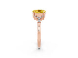 Rose gold Oval Cut Yellow Sapphire Ring with Side Stones and Four-Prong Setting_98